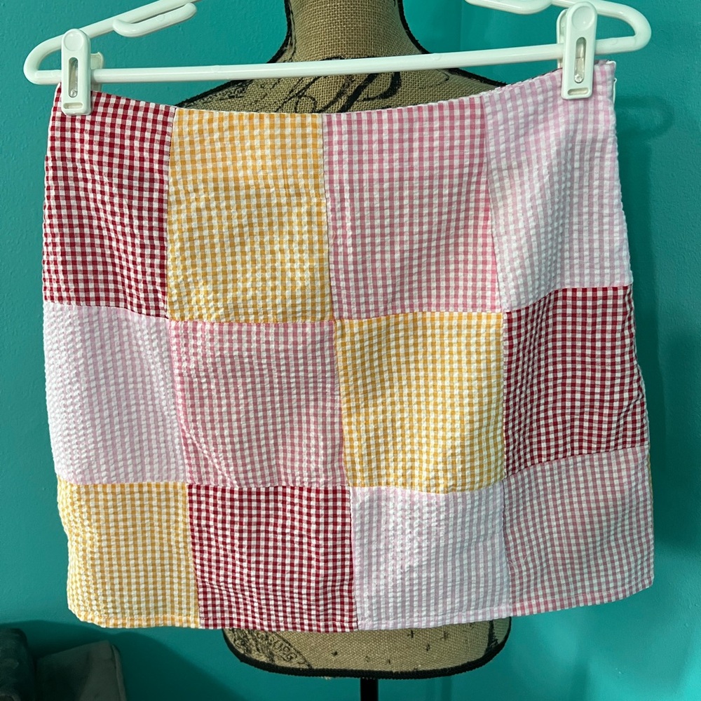 Euc Princess Polly Patchwork Pattern Mini Skirt S… - image 1